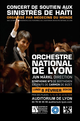 photo affiche concert ONL orchestre national de Lyon auditorium sinistrés Haïti tremblement de terre