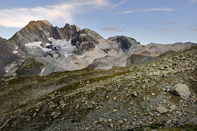 photo montagne alpes randonnée GR5 vanoise refuge peclet polset coucher soleil