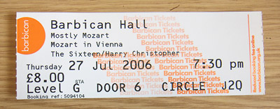 Londres Concert Barbican Center ticket