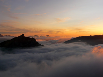 photo montagne alpes randonnée tour du mont blanc tmb kora coucher soleil col de la croix du bonhomme
