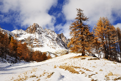 photo montagne alpes cerces thabor randonnée raquettes vallon refuge col chardonnet meleze automne neige
