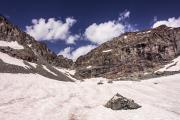 Dans les névés en bas du glacier Pian Gias