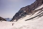 Dans les névés en bas du glacier Pian Gias