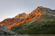 Lumières du soir sur le Mont Pourri et le Dôme de la Sache