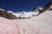 Arrivée au refuge, face au glacier de la Pilatte