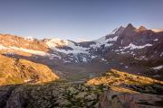 Coucher de soleil sur le glacier des Evettes